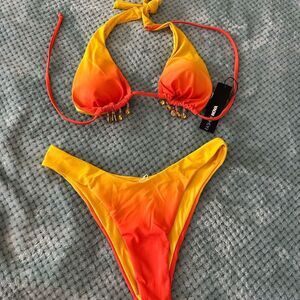 NWT Swimsuit Orange and Yellow Bikini Set